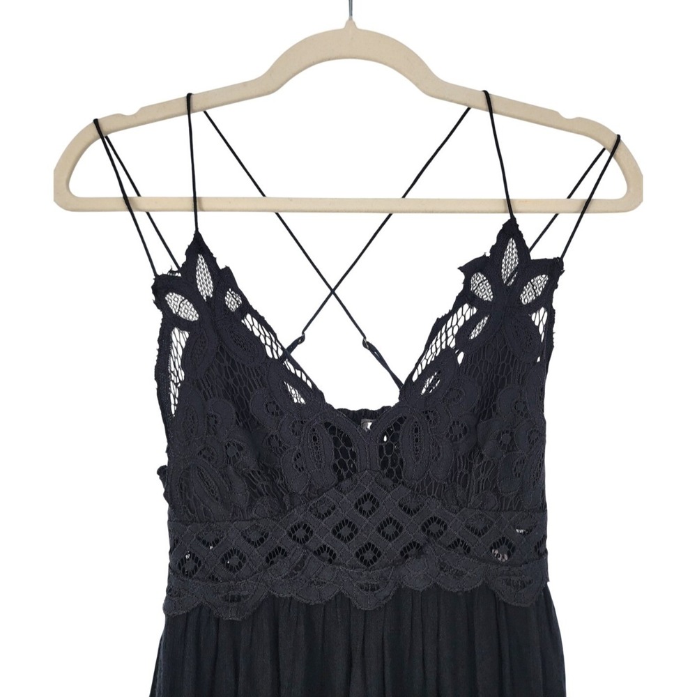 Free People Black Lace-Trim Maxi Dress - Picture 4 of 12